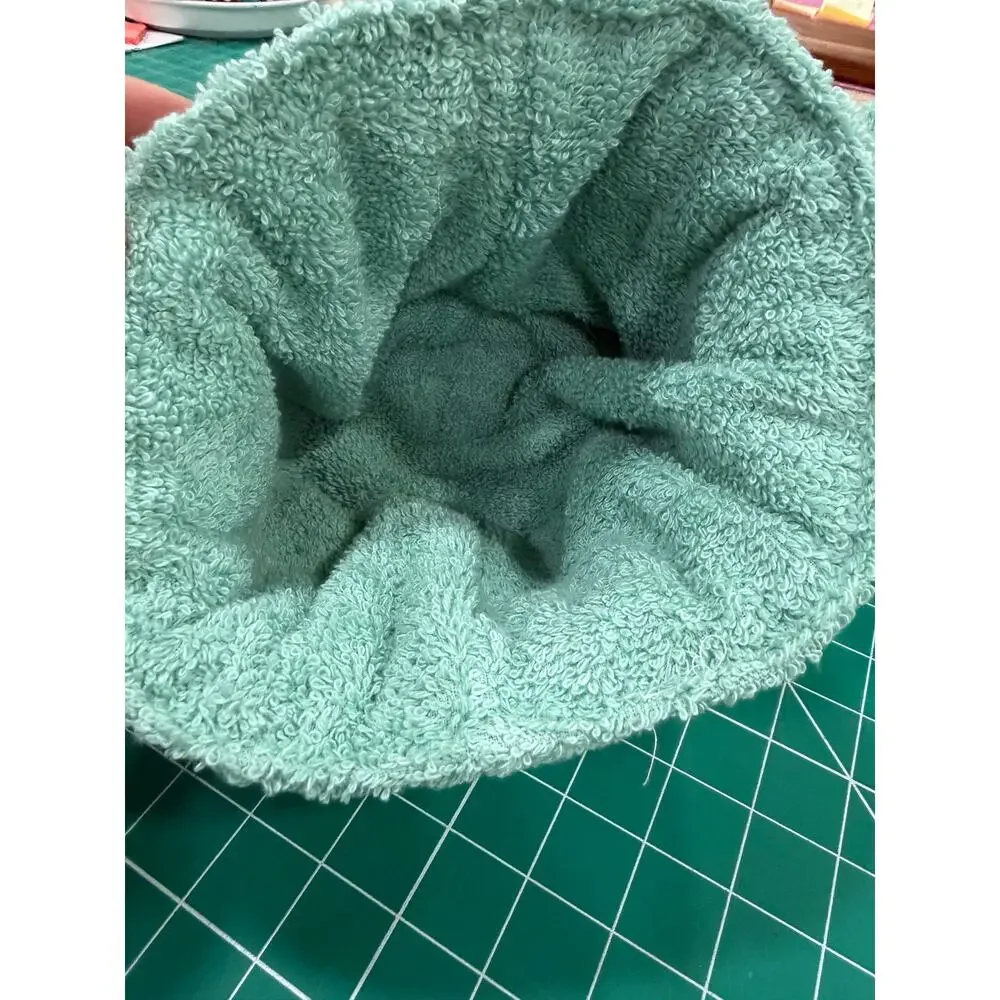 Handmade Donut Vanity Bucket Organizer Terry Lined Quilted 8” Tall Soft Stable
